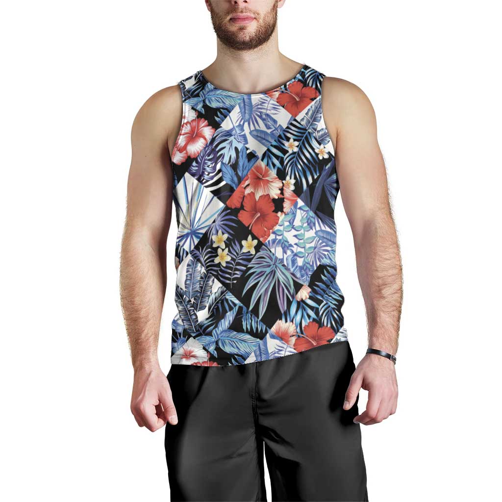 Hawaii Tropicana Blue Pattern Men Tank Top - Wonder Print Shop