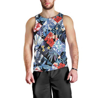 Hawaii Tropicana Blue Pattern Men Tank Top - Wonder Print Shop