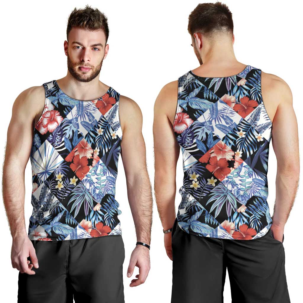 Hawaii Tropicana Blue Pattern Men Tank Top - Wonder Print Shop