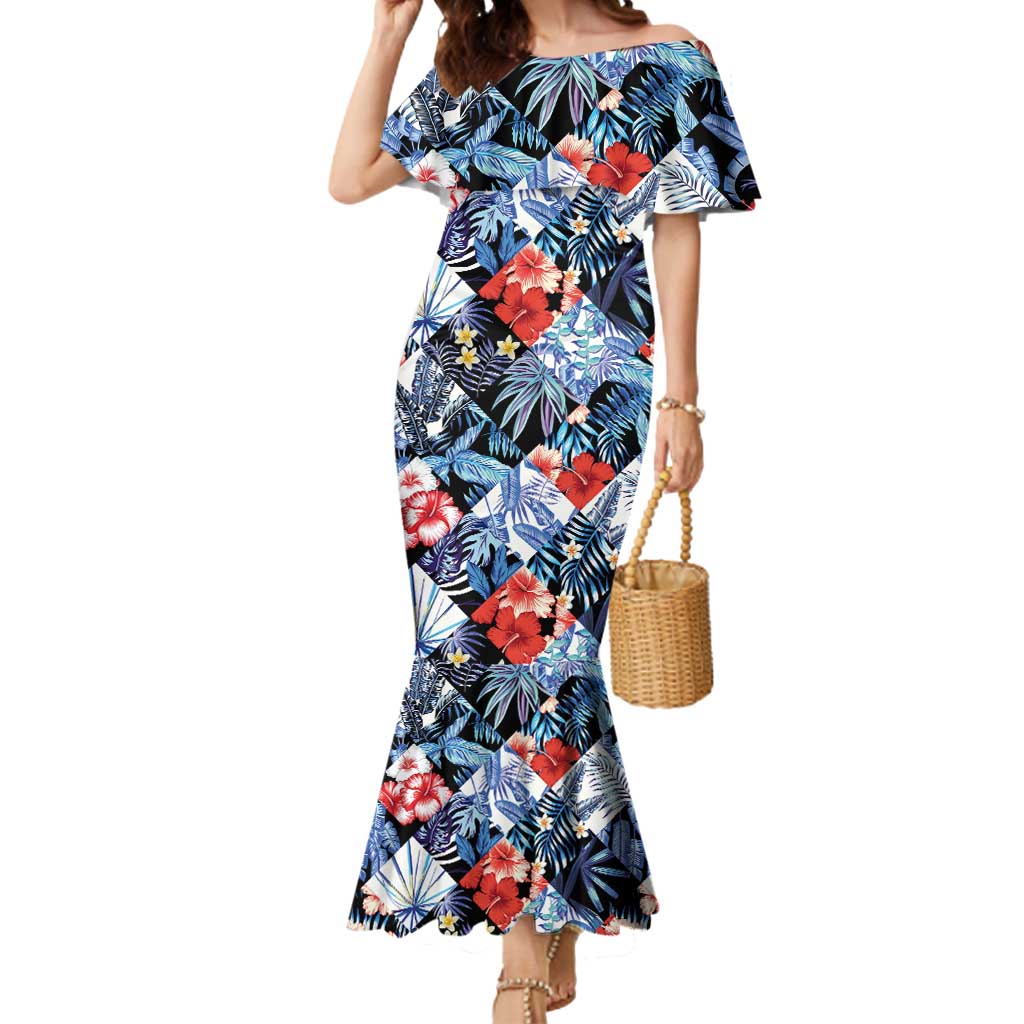 Hawaii Tropicana Blue Pattern Mermaid Dress - Wonder Print Shop