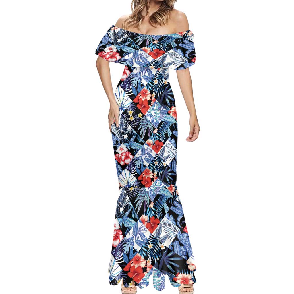 Hawaii Tropicana Blue Pattern Mermaid Dress - Wonder Print Shop