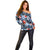 Hawaii Tropicana Blue Pattern Off Shoulder Sweater - Wonder Print Shop