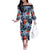 Hawaii Tropicana Blue Pattern Off The Shoulder Long Sleeve Dress - Wonder Print Shop