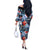 Hawaii Tropicana Blue Pattern Off The Shoulder Long Sleeve Dress - Wonder Print Shop