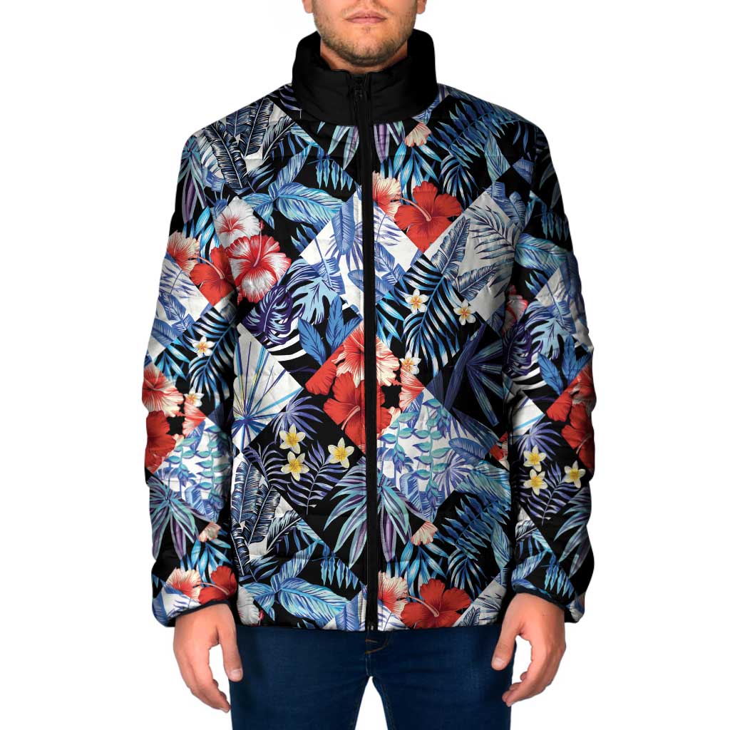 Hawaii Tropicana Blue Pattern Padded Jacket - Wonder Print Shop