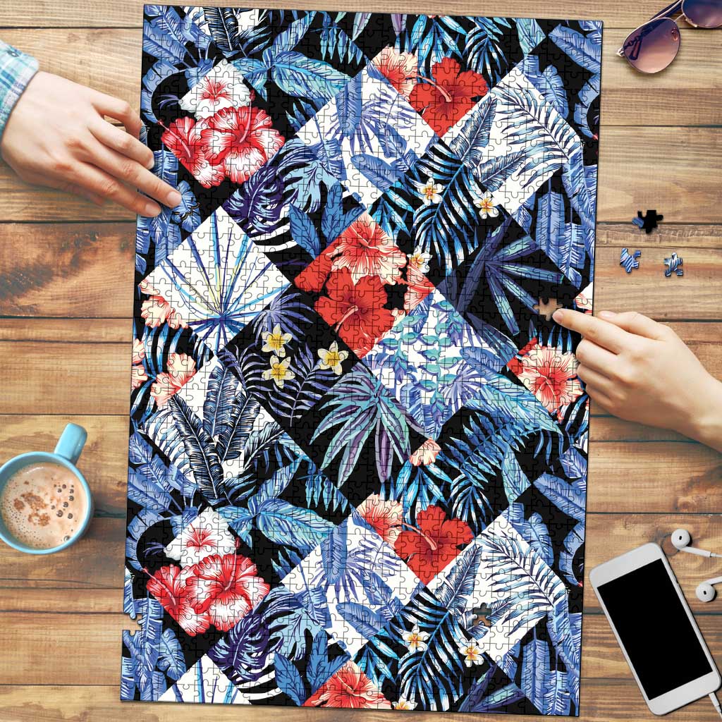 Hawaii Tropicana Blue Pattern Puzzle - Wonder Print Shop