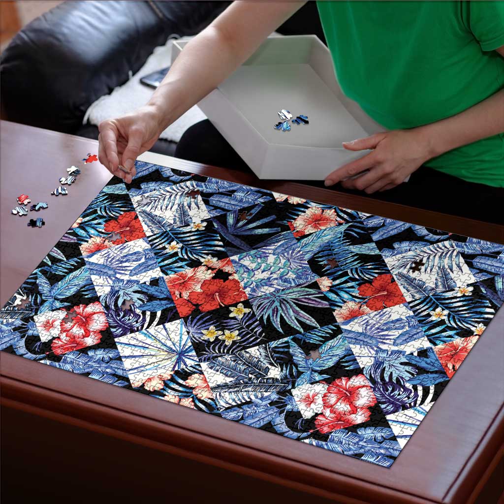 Hawaii Tropicana Blue Pattern Puzzle - Wonder Print Shop