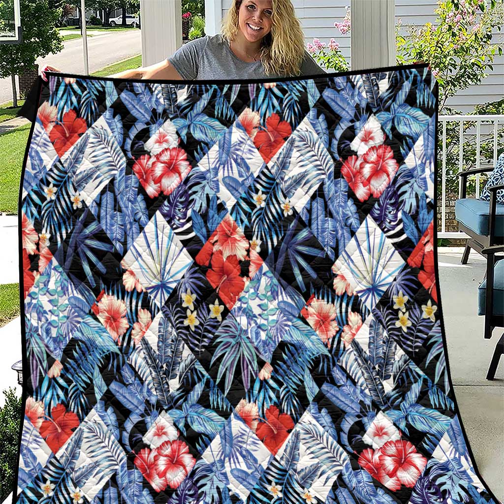 Hawaii Tropicana Blue Pattern Quilt - Wonder Print Shop