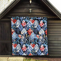Hawaii Tropicana Blue Pattern Quilt - Wonder Print Shop