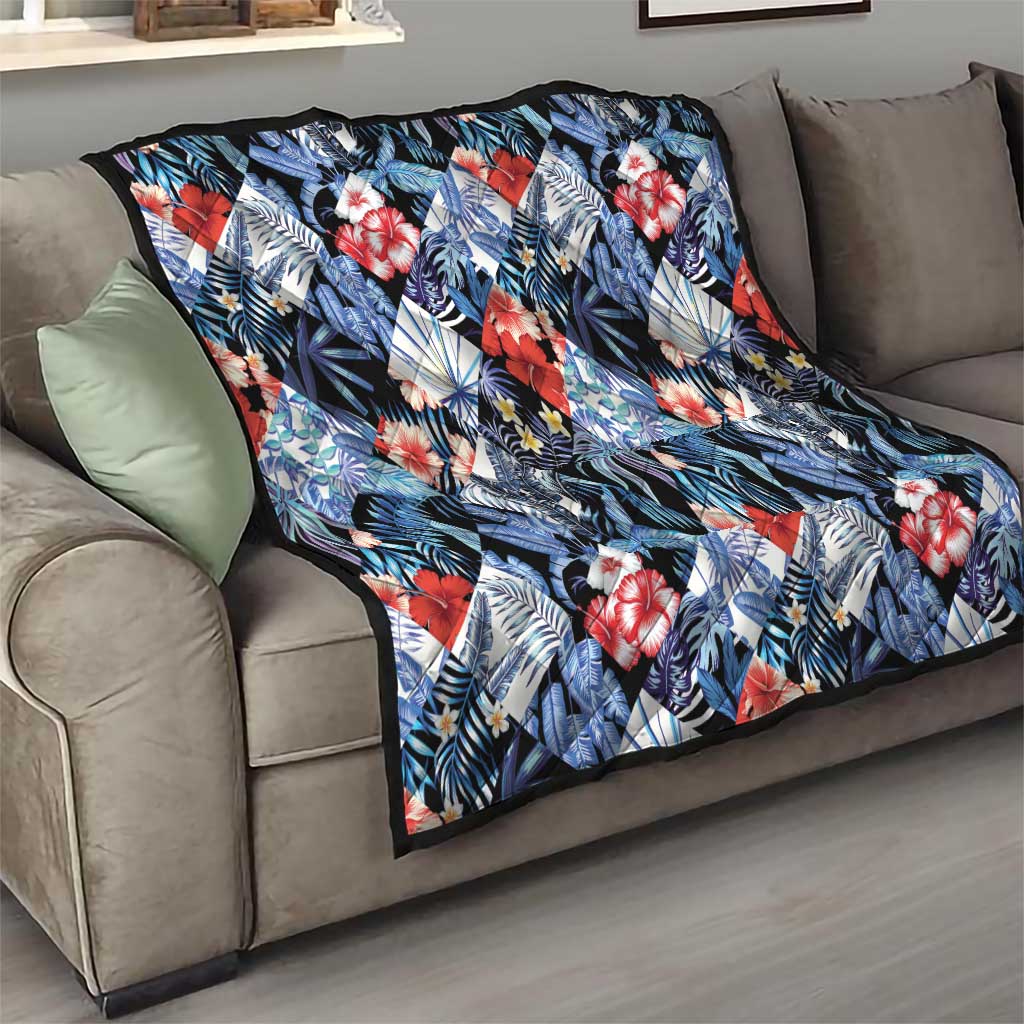 Hawaii Tropicana Blue Pattern Quilt - Wonder Print Shop