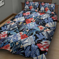Hawaii Tropicana Blue Pattern Quilt Bed Set - Wonder Print Shop