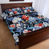 Hawaii Tropicana Blue Pattern Quilt Bed Set - Wonder Print Shop