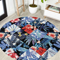Hawaii Tropicana Blue Pattern Round Carpet - Wonder Print Shop