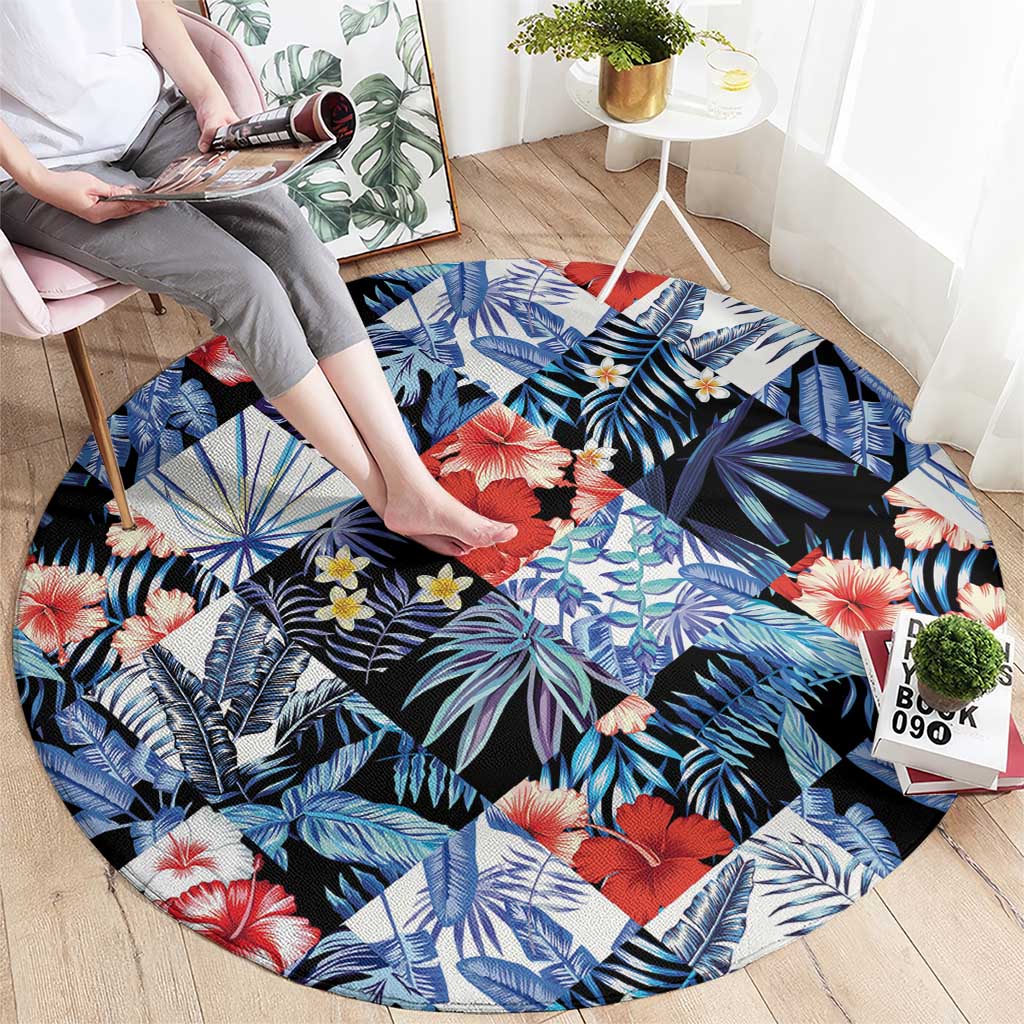 Hawaii Tropicana Blue Pattern Round Carpet - Wonder Print Shop