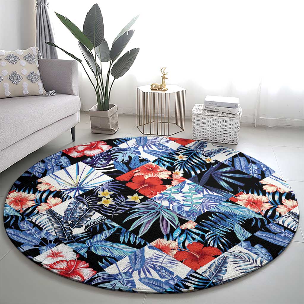 Hawaii Tropicana Blue Pattern Round Carpet - Wonder Print Shop