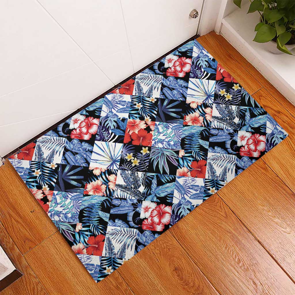 Hawaii Tropicana Blue Pattern Rubber Doormat - Wonder Print Shop
