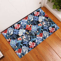Hawaii Tropicana Blue Pattern Rubber Doormat - Wonder Print Shop