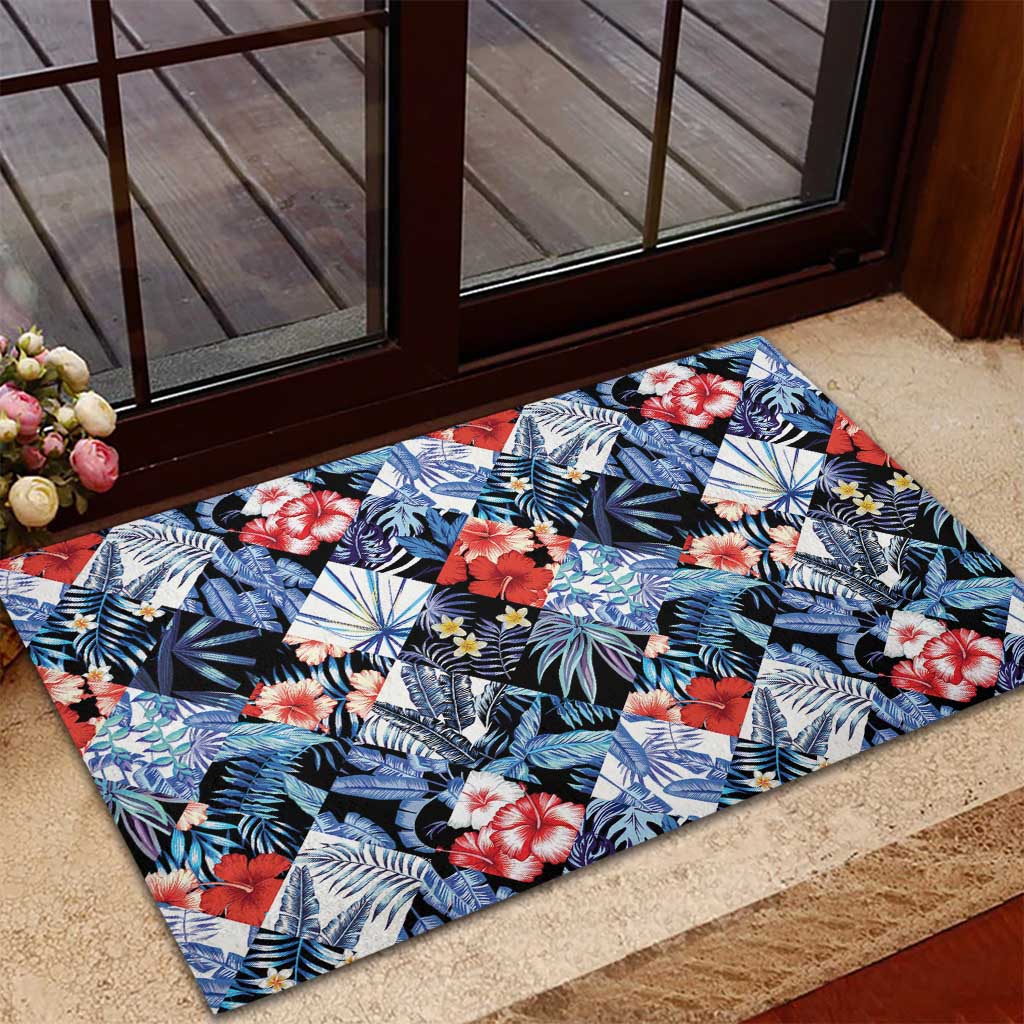 Hawaii Tropicana Blue Pattern Rubber Doormat - Wonder Print Shop