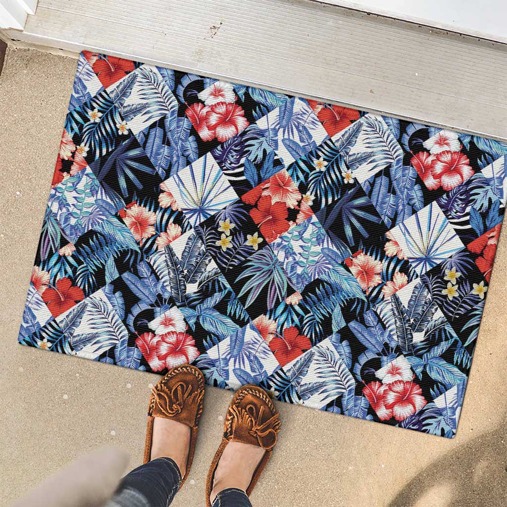 Hawaii Tropicana Blue Pattern Rubber Doormat - Wonder Print Shop