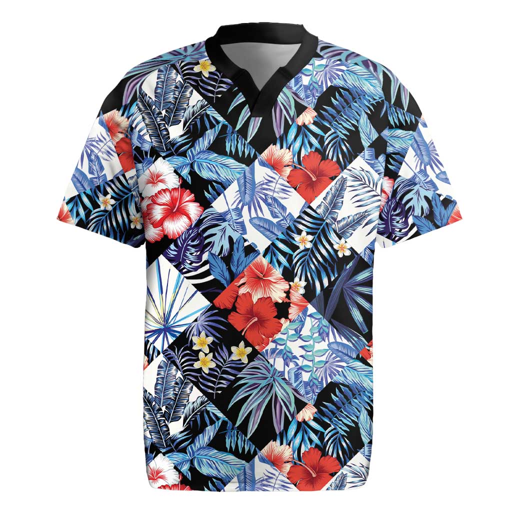 Hawaii Tropicana Blue Pattern Rugby Jersey - Wonder Print Shop