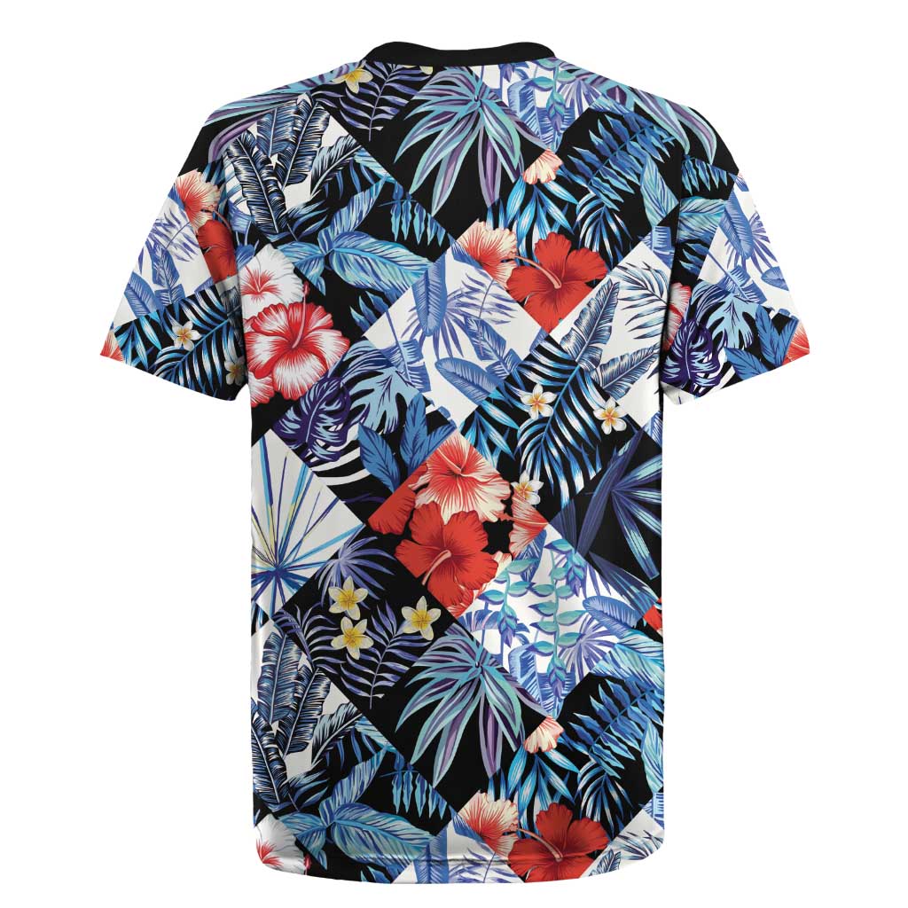 Hawaii Tropicana Blue Pattern Rugby Jersey - Wonder Print Shop