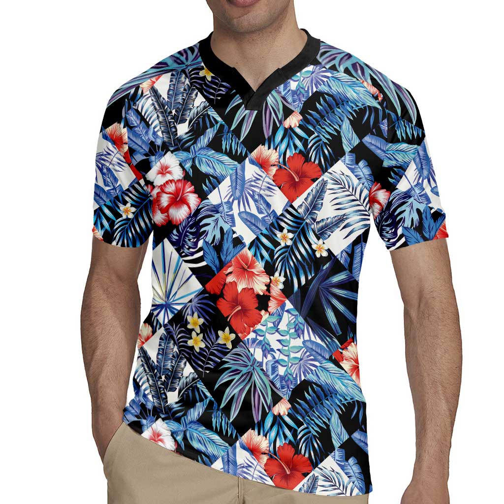 Hawaii Tropicana Blue Pattern Rugby Jersey - Wonder Print Shop