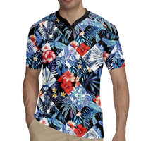 Hawaii Tropicana Blue Pattern Rugby Jersey - Wonder Print Shop