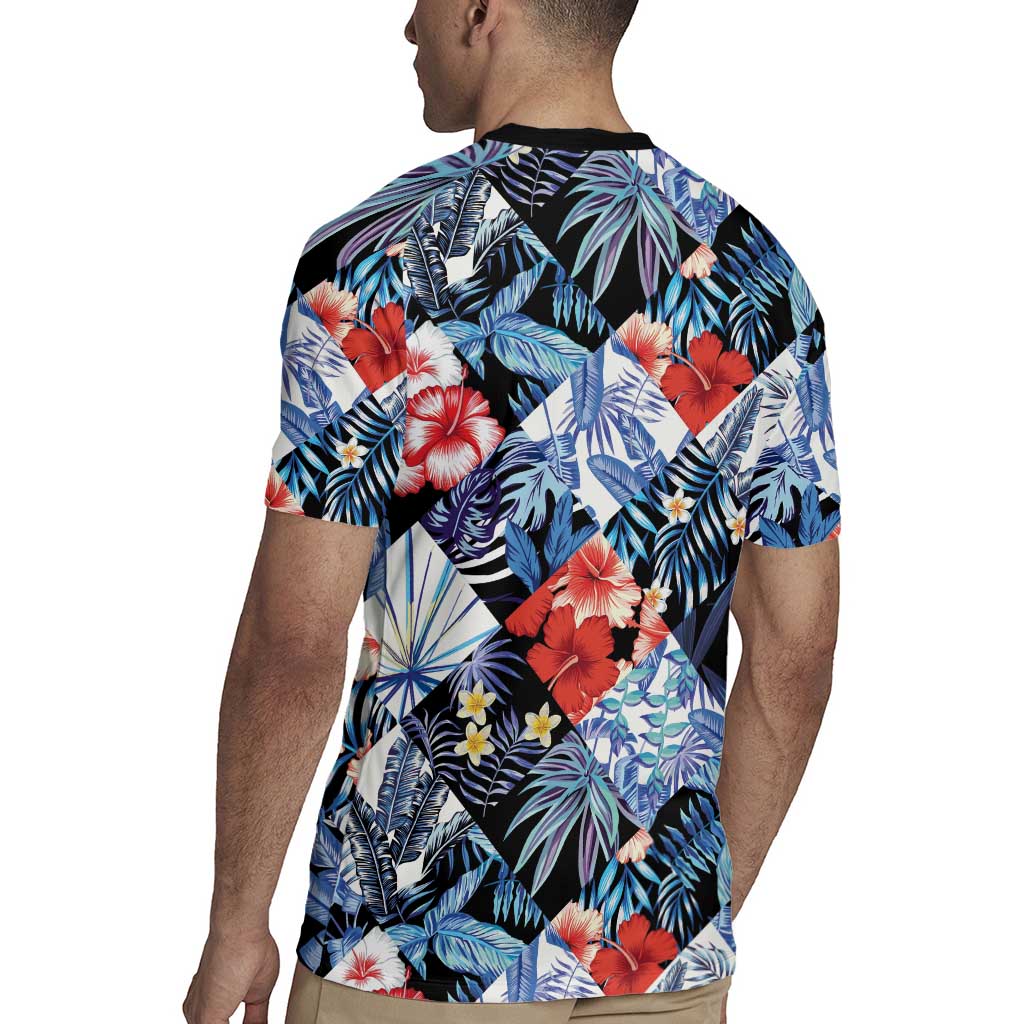 Hawaii Tropicana Blue Pattern Rugby Jersey - Wonder Print Shop