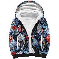 Hawaii Tropicana Blue Pattern Sherpa Hoodie - Wonder Print Shop