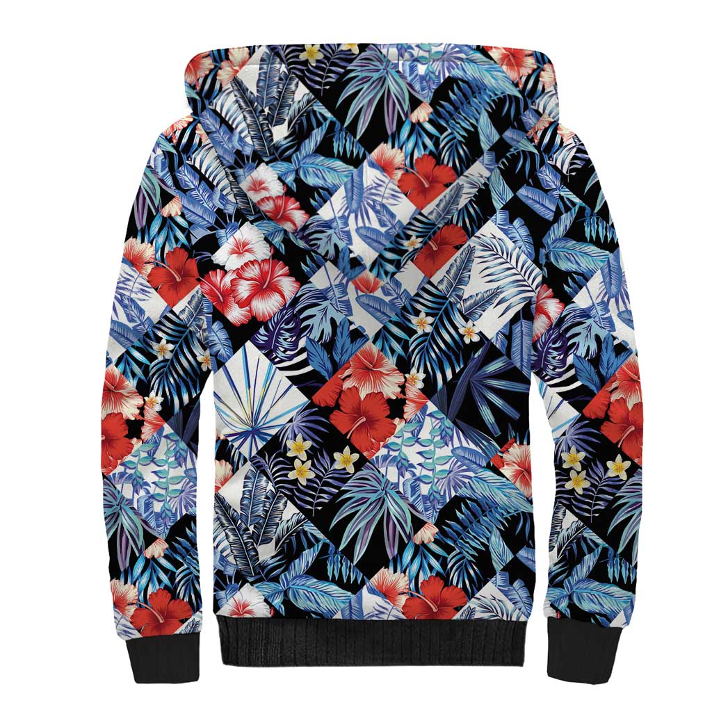 Hawaii Tropicana Blue Pattern Sherpa Hoodie - Wonder Print Shop