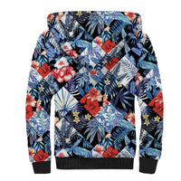 Hawaii Tropicana Blue Pattern Sherpa Hoodie - Wonder Print Shop