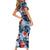 Hawaii Tropicana Blue Pattern Short Sleeve Bodycon Dress - Wonder Print Shop