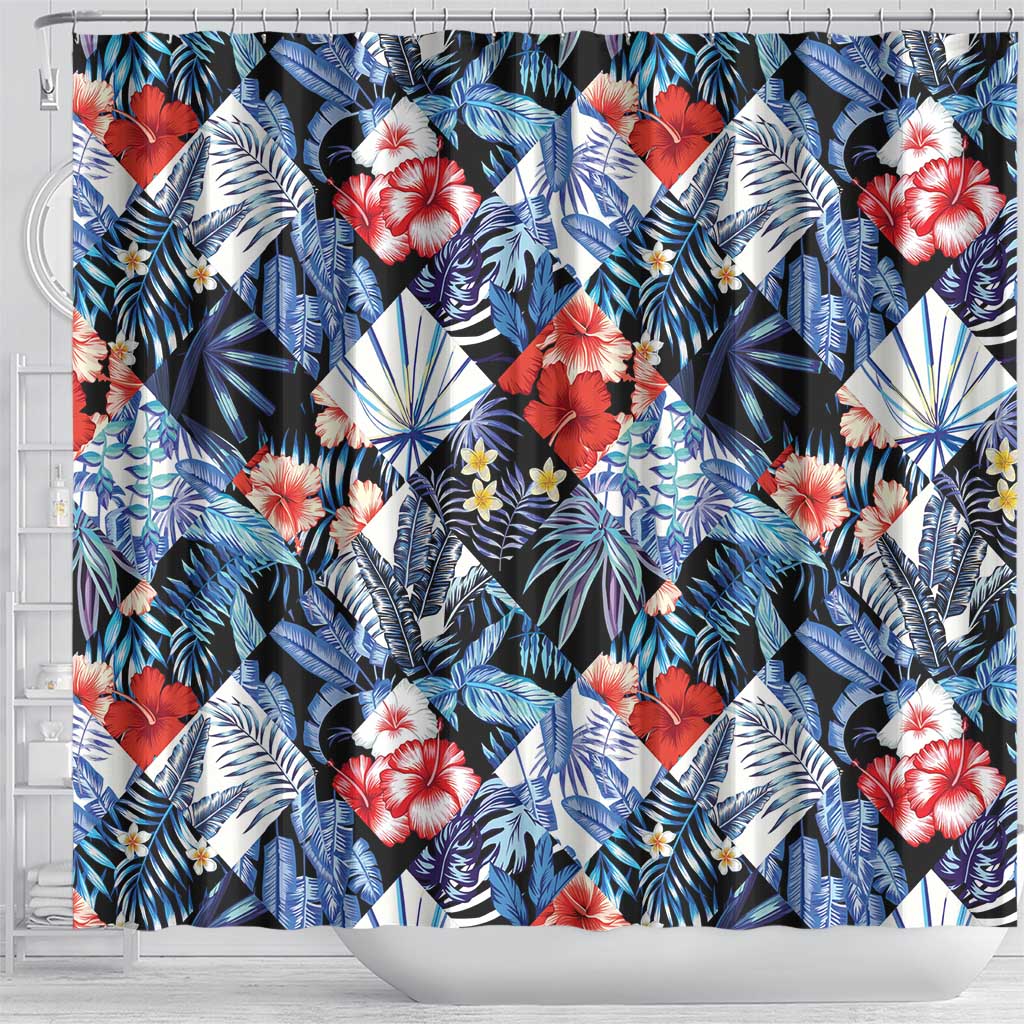 Hawaii Tropicana Blue Pattern Shower Curtain - Wonder Print Shop