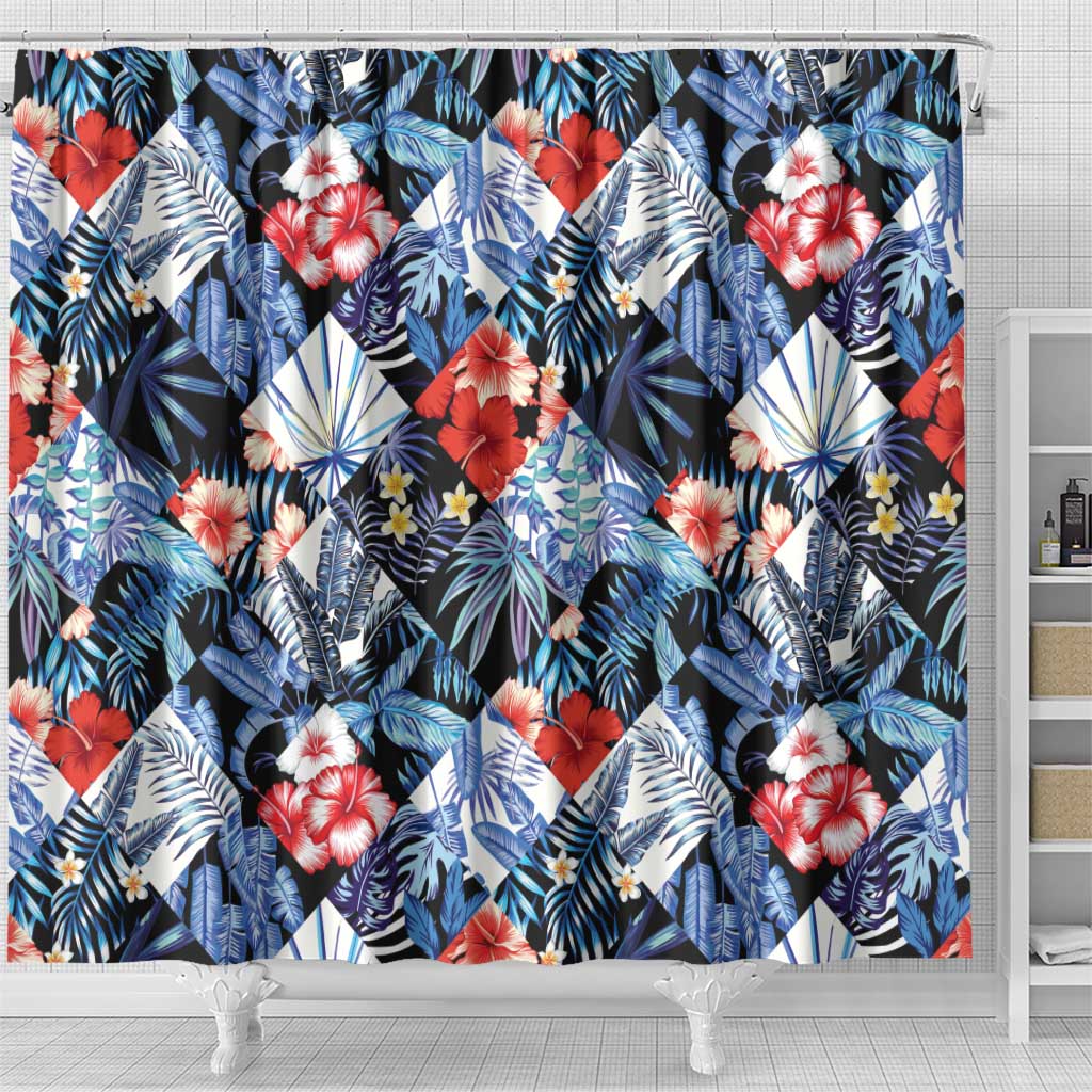 Hawaii Tropicana Blue Pattern Shower Curtain - Wonder Print Shop