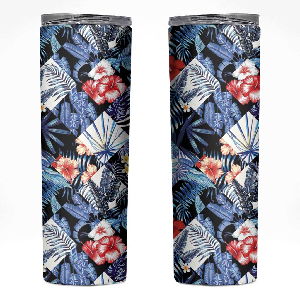 Hawaii Tropicana Blue Pattern Skinny Tumbler - Wonder Print Shop
