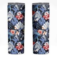 Hawaii Tropicana Blue Pattern Skinny Tumbler - Wonder Print Shop