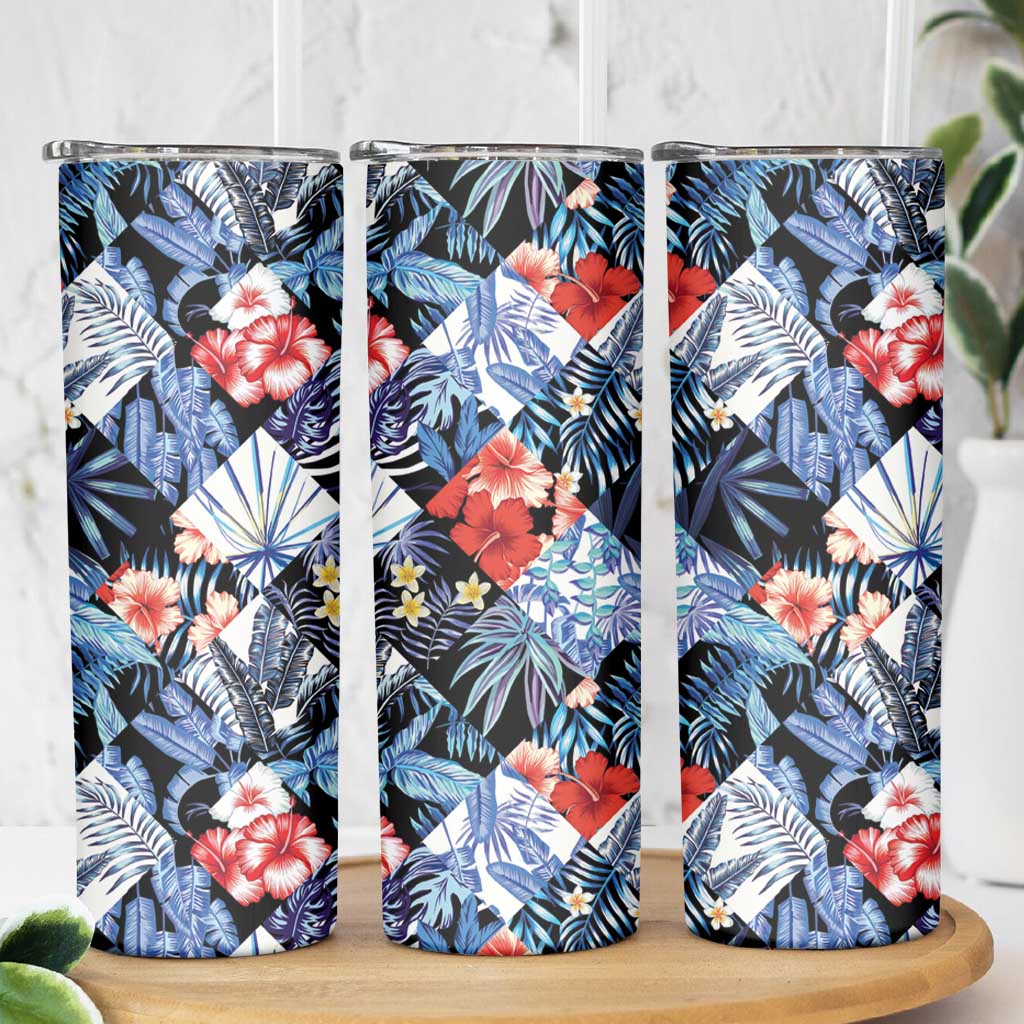 Hawaii Tropicana Blue Pattern Skinny Tumbler - Wonder Print Shop