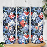 Hawaii Tropicana Blue Pattern Skinny Tumbler - Wonder Print Shop