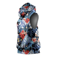 Hawaii Tropicana Blue Pattern Sleeveless Hoodie - Wonder Print Shop
