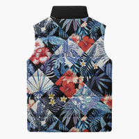 Hawaii Tropicana Blue Pattern Sleeveless Puffer Jacket - Wonder Print Shop