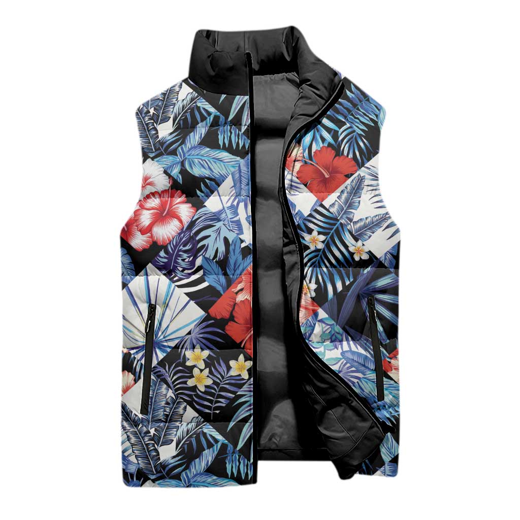 Hawaii Tropicana Blue Pattern Sleeveless Puffer Jacket - Wonder Print Shop