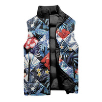 Hawaii Tropicana Blue Pattern Sleeveless Puffer Jacket - Wonder Print Shop