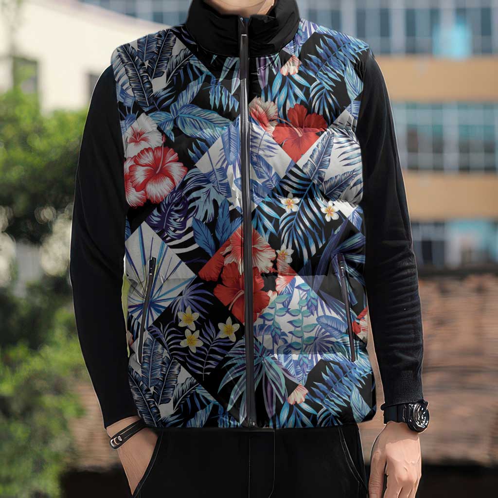 Hawaii Tropicana Blue Pattern Sleeveless Puffer Jacket - Wonder Print Shop