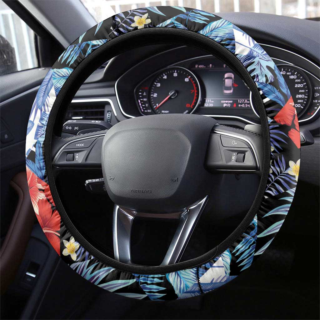 Hawaii Tropicana Blue Pattern Steering Wheel Cover - Wonder Print Shop