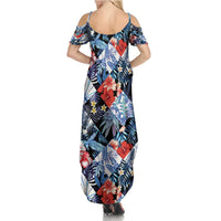 Hawaii Tropicana Blue Pattern Summer Maxi Dress - Wonder Print Shop