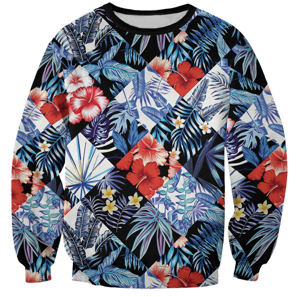 Hawaii Tropicana Blue Pattern Sweatshirt - Wonder Print Shop