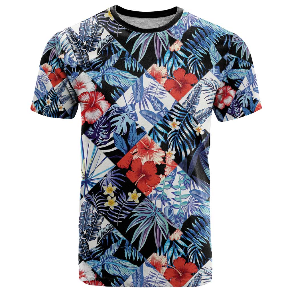 Hawaii Tropicana Blue Pattern T Shirt - Wonder Print Shop