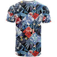 Hawaii Tropicana Blue Pattern T Shirt - Wonder Print Shop