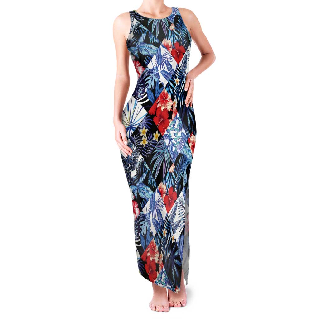 Hawaii Tropicana Blue Pattern Tank Maxi Dress - Wonder Print Shop