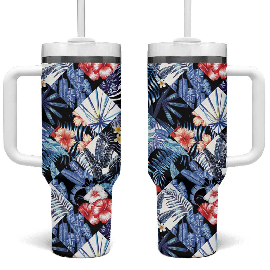 Hawaii Tropicana Blue Pattern Tumbler With Handle - Wonder Print Shop